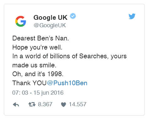Google responde a vovó que coloca obrigada na busca