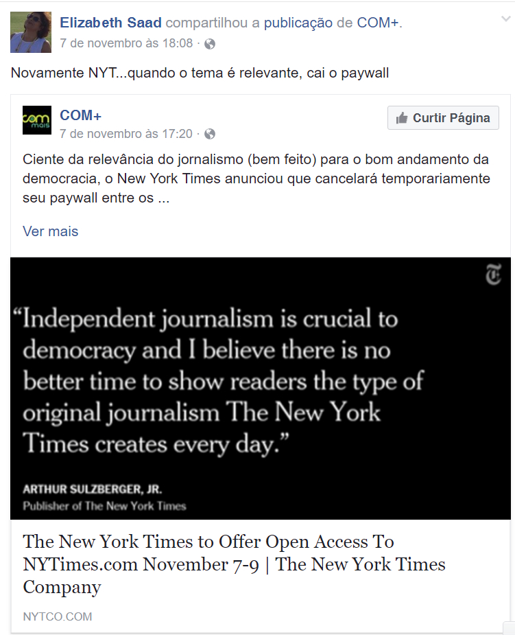 NYT Abriu Paywall antes das eleicoes.