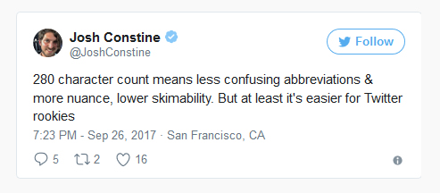 porque twitter amplia para 280 caracteres