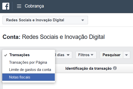 nota fiscal no facebook